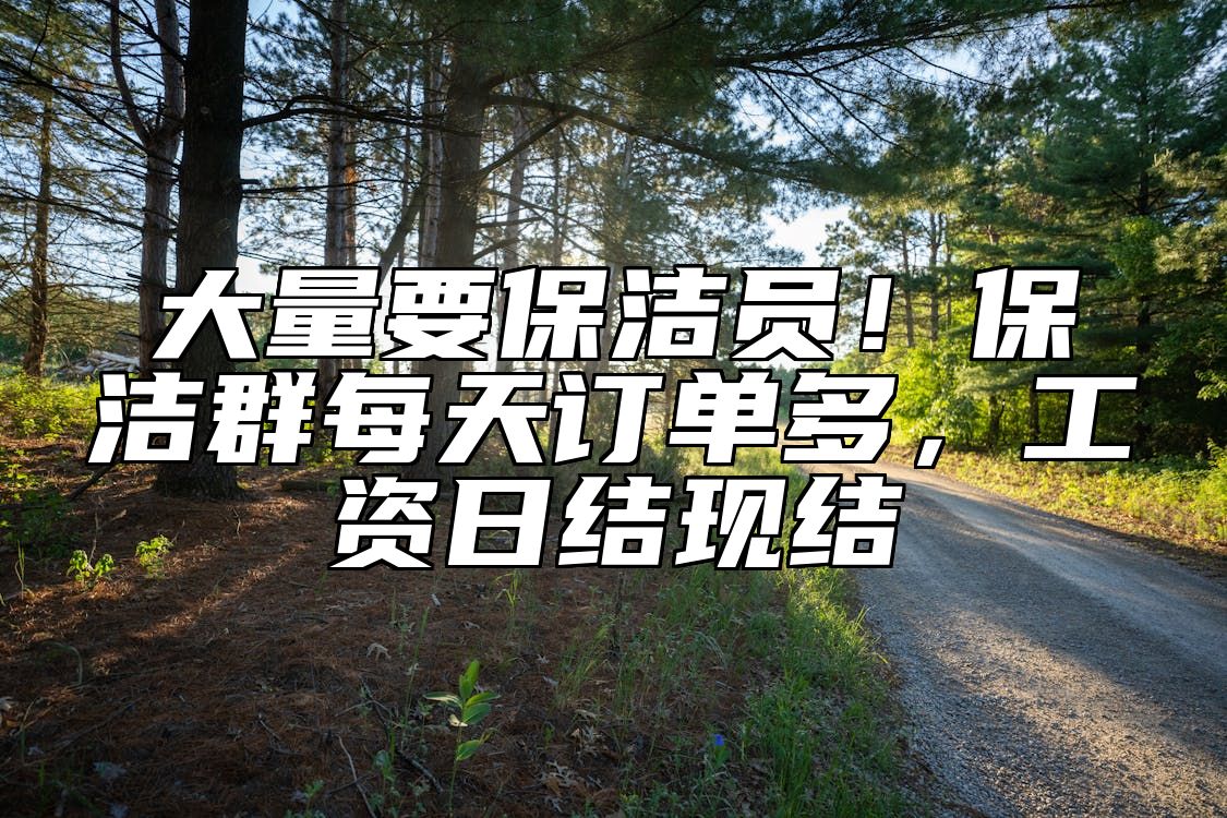 大量要保洁员！保洁群每天订单多，工资日结现结